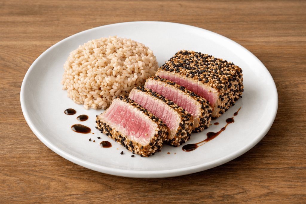 pave-de-thon-mi-cui-au-sesame-avec-riz-complet