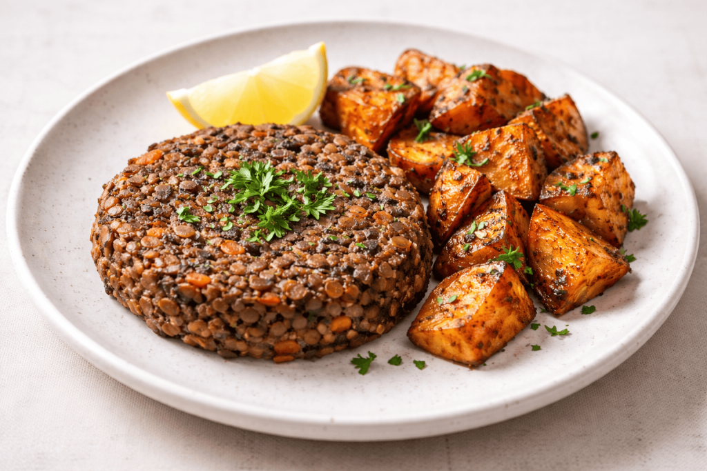 steak-de-lentilles-et-patates-douces-roties