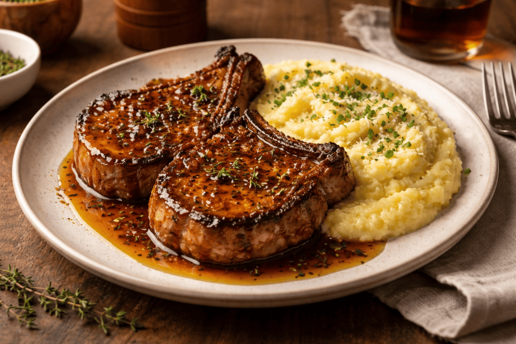 cotes-de-porc-avec-polenta-cremeuse