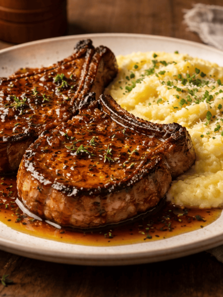 cotes-de-porc-avec-polenta-cremeuse