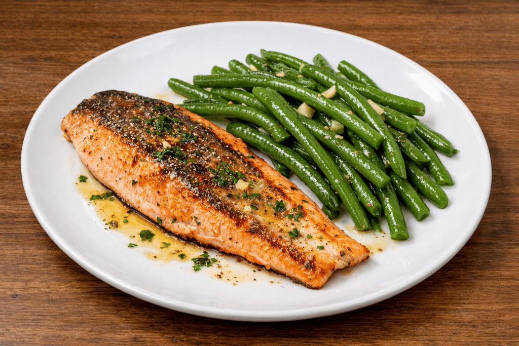 filet-de-truite-et-haricots-verts