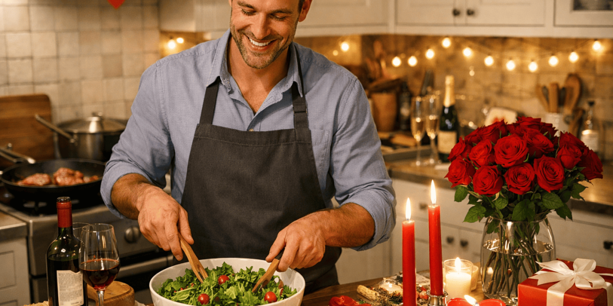 homme-heureux-en-train-de-cuisiner-un-repas-pour-la-saint-valentin-dans-sa-cuisine